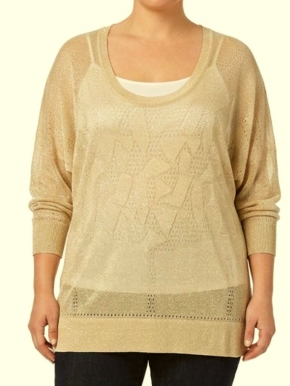 Vero Moda Metallic Gold Scoop Back Knit Top- Sz. L